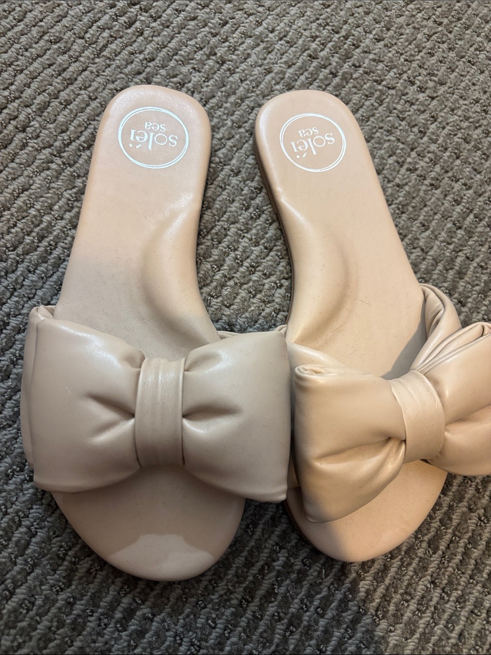 Women's Nude Bow Slide Sandals Solei Sea